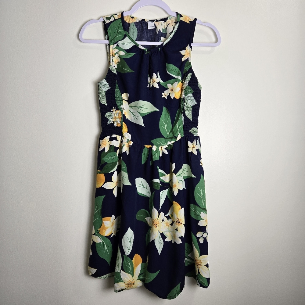 OLD NAVY Smocked Orange Blossoms Floral Midi‎ Dress S